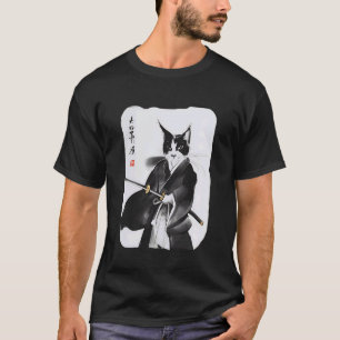 Camiseta Gato Samurái Arte de Guerrero Ukiyo e Japonés Anti