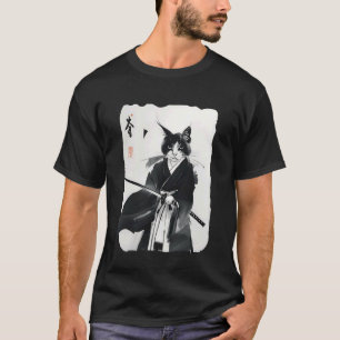 Camiseta Gato Samurái Arte de Guerrero Ukiyo e Japonés Anti