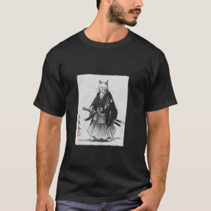 Camiseta Gato Samurái Arte de Tinta Ukiyo-e u2013 Guerrero