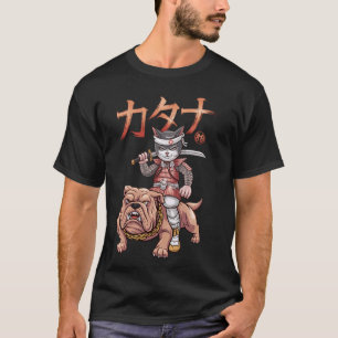 Camiseta Gato Samurái Arte Japonés Ukiyo-e Bulldog Gráfico