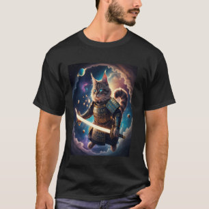 Camiseta Gato Samurái Astral Guardián de las Olas Celestial