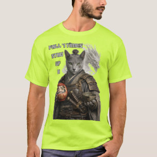 Camiseta Gato Samurái Azul Ruso