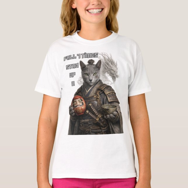 Camiseta Gato Samurái Azul Ruso (Anverso)
