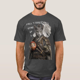 Camiseta Gato Samurái Azul Ruso