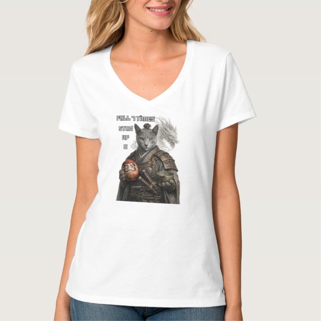 Camiseta Gato Samurái Azul Ruso (Anverso)
