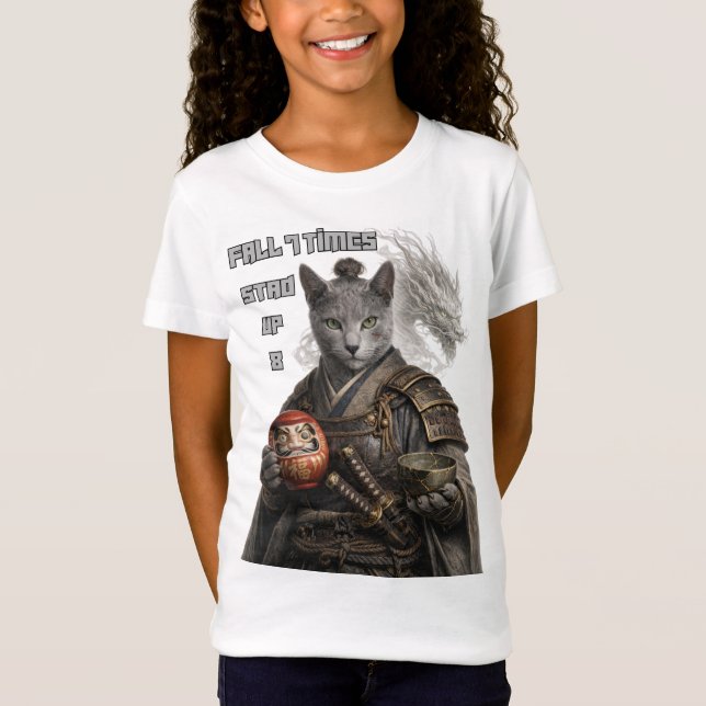 Camiseta Gato Samurái Azul Ruso (Anverso)