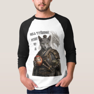 Camiseta Gato Samurái Azul Ruso