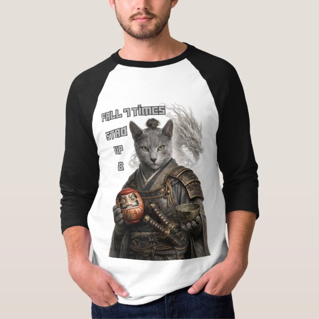 Camiseta Gato Samurái Azul Ruso (Anverso)