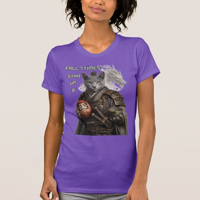 Camiseta Gato Samurái Azul Ruso (Anverso)