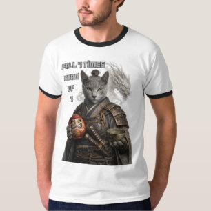 Camiseta Gato Samurái Azul Ruso