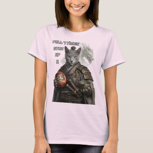 Camiseta Gato Samurái Azul Ruso (Anverso)