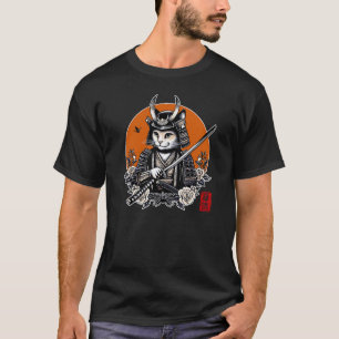 Camiseta Gato Samurái Bushido Ninja Japonés Kanji Tatuaje A