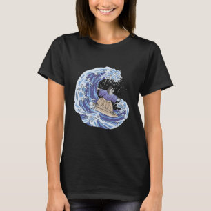Camiseta Gato Samurái de Japón Surf Vintage Tabla de Surf