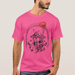 Camiseta Gato samurai dibujado a mano con manchas de sangre