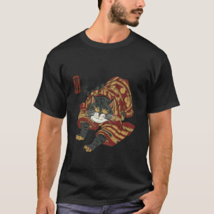 Camiseta Gato Samurái Divertido Arte Japonés Ukiyo-e Guerre
