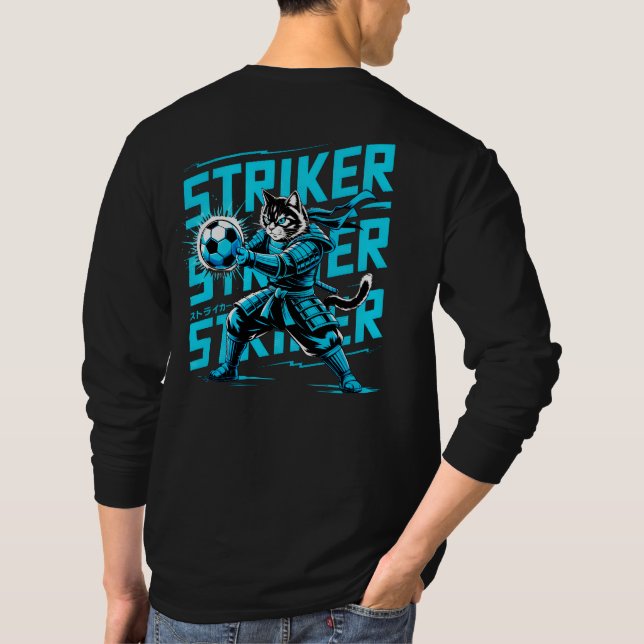 Camiseta Gato Samurái Eléctrico Cálido - Confort Casual (Reverso)