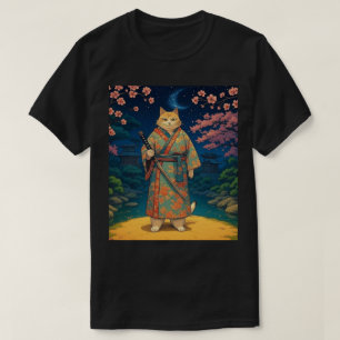 Camiseta Gato Samurái en un Kimono