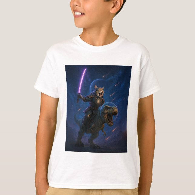 Camiseta Gato Samurái Galáctico en T Rex (Anverso)