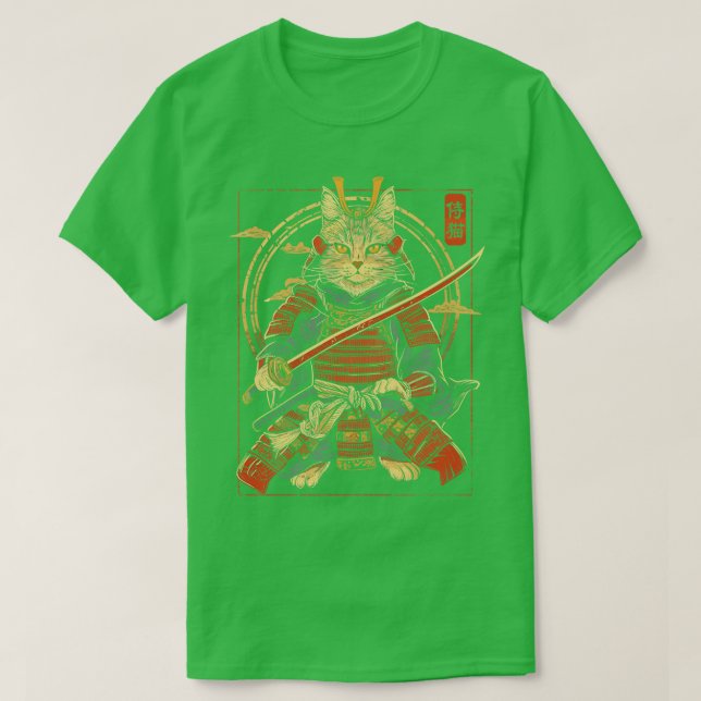 Camiseta Gato Samurai Gato Japonés Arte Gato Estético Gato  (Diseño del anverso)