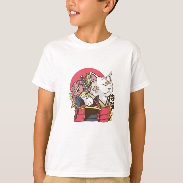 Camiseta Gato Samurai - Gato vaporwave (Anverso)