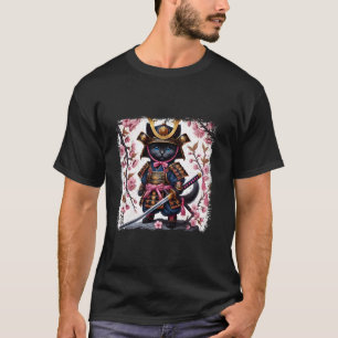 Camiseta Gato Samurái Gráfico Gatito Guerrero Vintage Japon