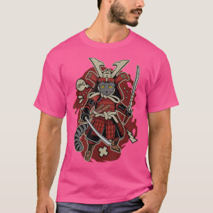Camiseta Gato Samurai gráfico Kawaii Japón Diversión a anim