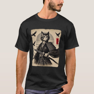 Camiseta Gato Samurái Guerrero Arte Japonés Gato Ukiyo Gráf