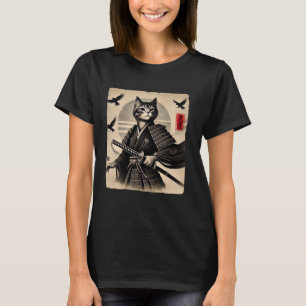 Camiseta Gato Samurái Guerrero Arte Japonés Gato Ukiyo Gráf