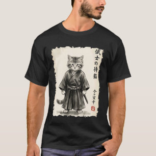 Camiseta Gato Samurái Guerrero Arte Japonés Kawaii Anime Ga