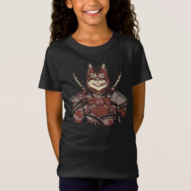 Camiseta Gato Samurai Guerrero Japonés (Anverso)