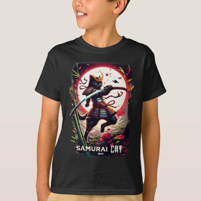 Camiseta Gato samurai guerrero japonés (Anverso)
