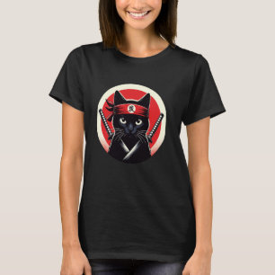 Camiseta Gato Samurái Guerrero Katana Arte Ninja Japonés