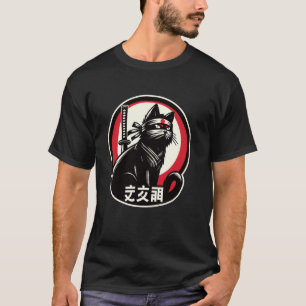 Camiseta Gato samurai guerrero Katana arte Ninja japonés