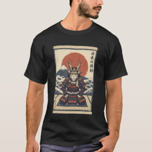 Camiseta Gato Samurái Guerrero Ronin Neko Arte Japonés Feli