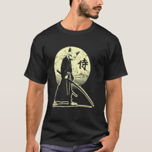 Camiseta Gato Samurái Guerrero Vintage Ukiyo Arte Japonés N