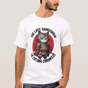 Camiseta Gato Samurai Hombres Blanco