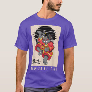 Camiseta Gato samurai japonés, gato vintage, estilo japonés