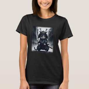 Camiseta Gato Samurai Japonés Guerrero Vintage