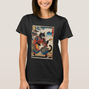 Camiseta Gato Samurai Japonés Jugando Guitarra Eléctrica Uk