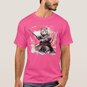 Camiseta Gato samurai japonés Kawaii Ninja Cat