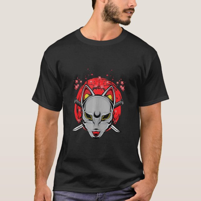 Camiseta Gato samurai japonés Ninja Sinobi espina Katana Ke (Anverso)