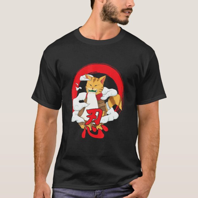 Camiseta Gato Samurái Japonés Para Todo Gato (Anverso)