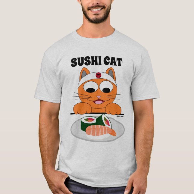 Camiseta Gato Samurai Japonés SUSHI CAT (Anverso)