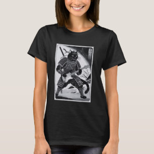 Camiseta Gato Samurái Japonés Tocando Guitarra Eléctrica Uk