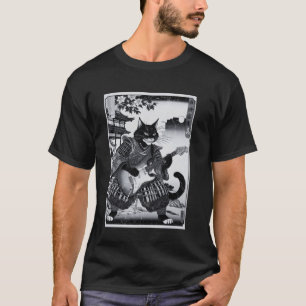 Camiseta Gato Samurái Japonés Tocando Guitarra Eléctrica Uk