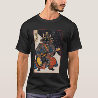 Camiseta Gato Samurái Japonés Tocando Guitarra Eléctrica Uk