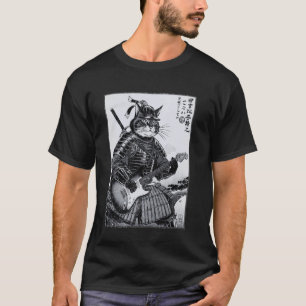 Camiseta Gato Samurái Japonés Tocando Guitarra Eléctrica Uk