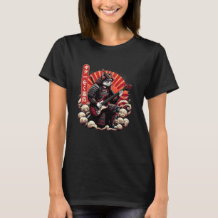 Camiseta Gato Samurái Japonés Ukiyo-E Tocando La Eléctrica