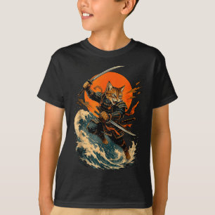 Camiseta Gato Samurái Japonés Vintage Ukiyo-e Gato Anime Gi