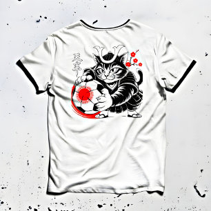 Camiseta Gato Samurái Juguetón Fútbol Kawaii y ¡Amantes del
